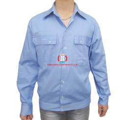 Áo bảo hộ vải thô xanh HB mỏng (DT + CT) 