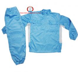 Quần áo vải tĩnh điện Vinilon xanh kẻ TQ (bộ rời có lưới trắng, hàng kỹ)